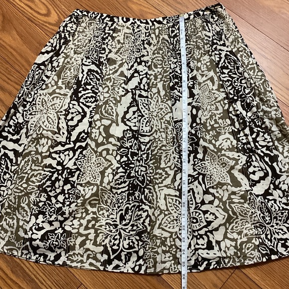 Charter club women’s 💯cotton smocked flowy skirt brown beige tan abstract 13 - Picture 8 of 10